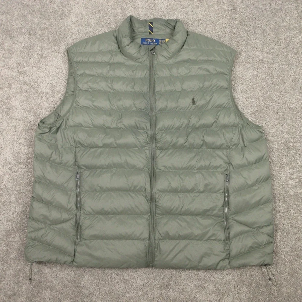 Polo Ralph Lauren Jacket Mens 4XB Green Solid‎ Colden Packable Vest Puffer Pony